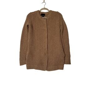 Cynthia Rowley size M cardigan beige lambswool blend snap-up pockets classiccore